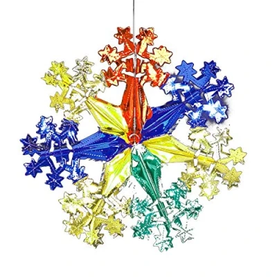 Image of Davies Multi Colour Christmas 2 Tone Foil Ceiling Decorations 40cm Star Snowflake