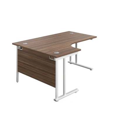 Image of Office Hippo Heavy Duty Left Corner Radial Desk With 3 Drawer High Storage, Home Office, Filing, PC For or Home, 5 Yr Wty, MFC Dark Walnut,White Frame, 160cm x 160.4cm