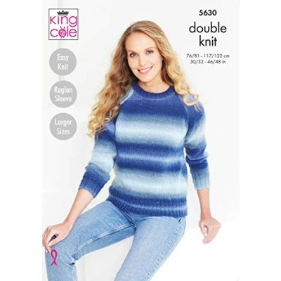 Image of King Cole 5630 Knitting Pattern Womens Sweater Hat Scarf and Wristwarmers in Riot DK Multicolor