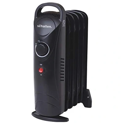 Image of Schallen Portable Electric Slim Oil Filled Radiator Heater with Adjustable Temperature Thermostat, 3 Heat Settings &amp; Safety Cut Off (Black, 800W 6 Fins)