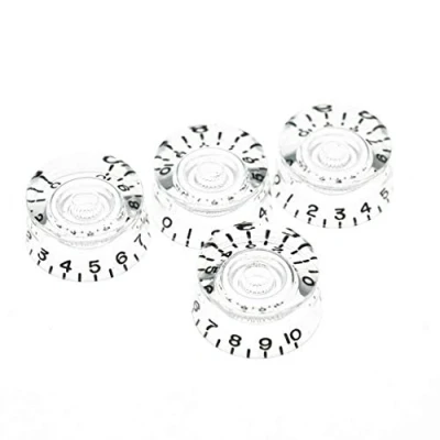 Image of KAISH Pack of 4 American Spec LP Guitar Speed Dial Knobs 24 Fine Spline Control for Les Paul with CTS Split Shaft Pots Clear