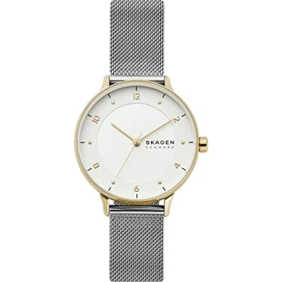 Image of Skagen Watch for Women Riis, Three Hand Movement, 36 mm Gold Stainless Steel Case with a Mesh Strap, SKW2912