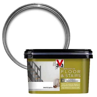 Image of V33 Renovation Floor &amp; Stairs Paint White 2L Reinforced Protection High Resistance Washable Easy Maintenance For Wooden Floors, Laminates and Tiled Floors