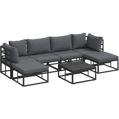 Image of vidaXL Garden Sofa Set with Cushion 7 pcs Black Aluminium