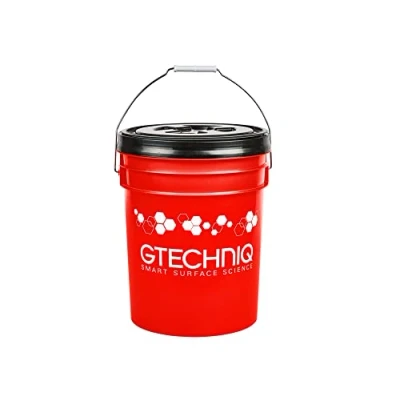Image of Gtechniq Bucket with Lid, 3 Piece Detailing Car Wash Dirt Trap and Gamma Seal Lid for Cleaning, 20L