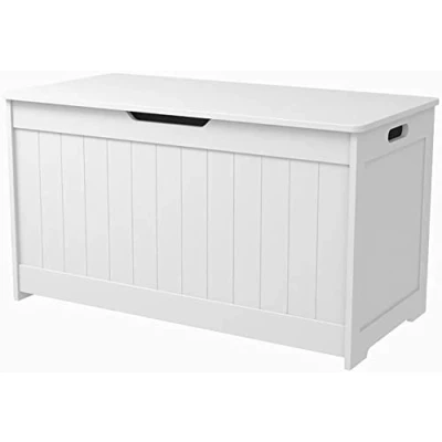 Image of Wooden Large Children Kids Storage Bench Toy Chest White Space Box Ottoman Foot Rest Seat for Bedroom and Living Room, 80.2 x 40 44.5 (White)