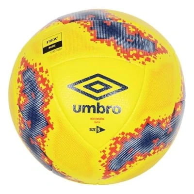 Image of Umbro Neo Swerve Match FB Soccer Ball, Size 5, Yellow/Blue/Red