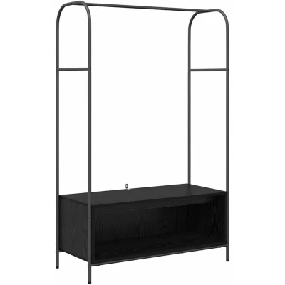 Image of vidaXL Clothes Rack with Shelves Black Oak 100x44x160 cm