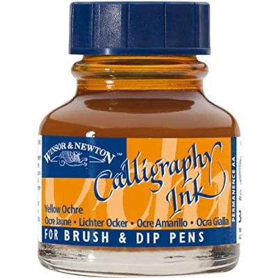 Image of Winsor and Newton Calligraphy Ink 30ml 744 Yellow Ochre (Bttl)