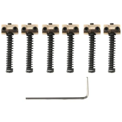 Image of Musiclily Pro 10.8mm Small Barrel Steel Telecaster Saddles for Fender Squier Tele Style Electric Guitar, Gold (Set of 6)