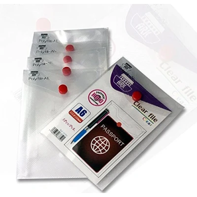 Image of ARK Carry File Popper Wallet with Press Stud Closure [Pack of 5] (Clear, A6)
