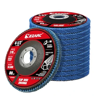 Image of EZARC 10 Pack Flap discs 115mm, 80 Grit Zirconia Angle grinder Discs, Type 27 sanding for Wood Stainless Steel, Sheet Metal