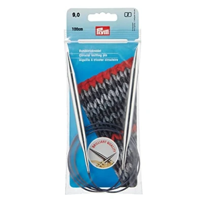 Image of Circular Knitting pins Brass 100 cm 9.00 mm Silver col