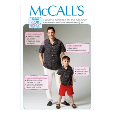 Image of Mccall&#039;s Patterns MC6972 Sizes Small 34 36/ Medium 38 40/ Large 42 44/ Extra 46 48 Adult Mens/Boys Shirt Shorts and Pants