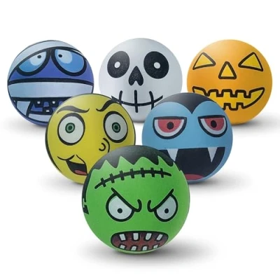 Image of SPORTSPET Monsters High Bounce Dog Balls 6 Pack Spooky Character Rubber for Dogs Non Toxic, Floats in Water 60mm Medium Frankenstein, Witch, Vampire &amp; More