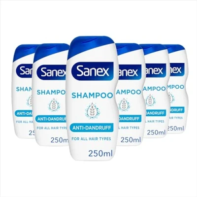 Image of Sanex Nourishing &amp; Gentle Anti Dandruff Shampoo 250 ml Pack of 6, Antibacterial Agent, Dermotologically Tested, Restores Scalp (6 x ml)