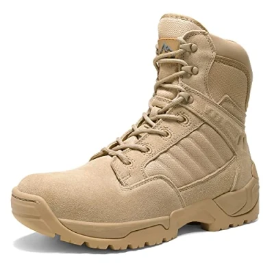Image of NORTIV 8 Men&#039;s Work Boots Side Zipper Mid Ankle Outdoor Motorcycle Combat Bootie,Size 12,Sand,Desert