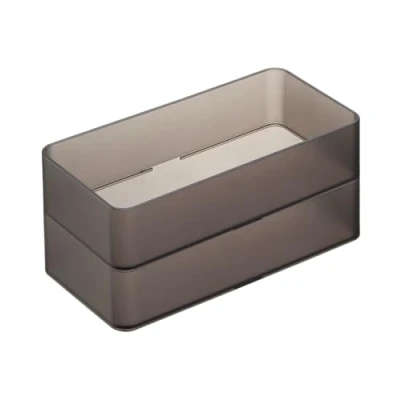 Image of Yamazaki 3643 TOWER Stackable Organizer M x2 Set, black, PS Resin, Minimalist, 8 x 16 3.7 cm