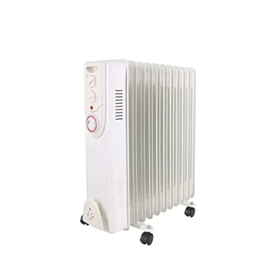 Image of NRG 11 Fin Oil Filled Radiator 2.5KW Portable Electric Heater with Timer &amp; Adjustable Thermostat Thermal Safety Cut off White