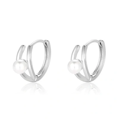 Image of Oivzziy Small Hoop Earrings for Women, 925 Sterling Silver Huggie Hinged Collocation Pearl