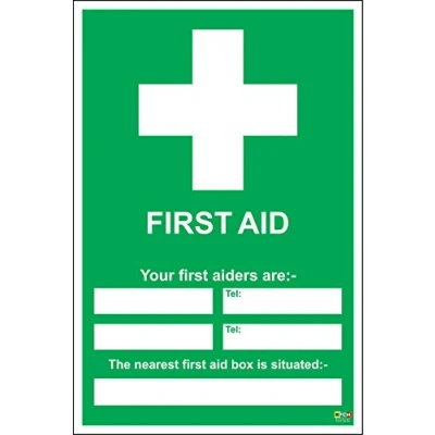 Image of First aid Your aiders are Sign Self Adhesive Sticker 300mm x 200mm
