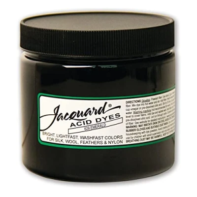 Image of Jacquard Acid Dye for Wool, Silk and Other Protein Fibers, 8 Ounce Jar, Concentrated Powder, Emerald 629