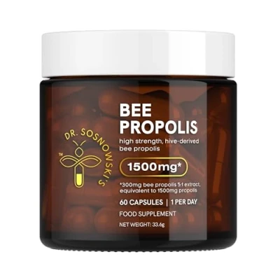 Image of Dr. Sosnowski&#039;s Bee Propolis 1500mg High Potency Hive derived Superfood, Vegetable Capsules, 60ct