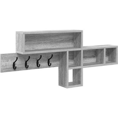 Image of vidaXL Wall mounted Coat Rack with Shelf Storage Grey sonoma Engineered wood