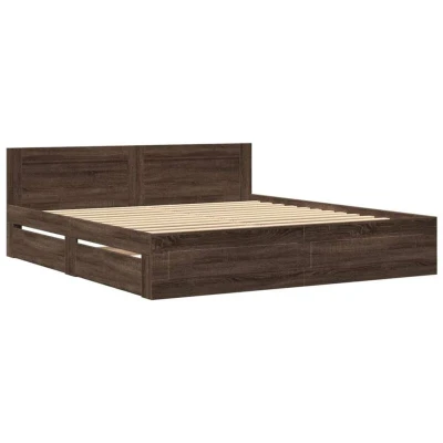 Image of vidaXL Bed Frame without Mattress Brown Oak 200x200 cm