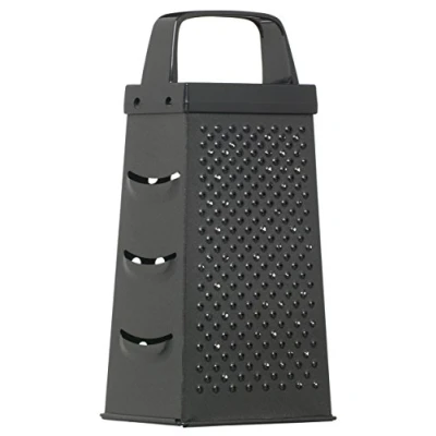 Image of KitchenCraft KCGRATERNS Non Stick Cheese Grater, 4 Sided, Stainless Steel, Black, 22.5 x 17.5 10 cm