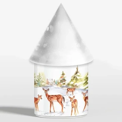 Image of Leonardo Christmas LED Light Up Deer Family Snow Scene Lantern Lamp Decoration 21cm High