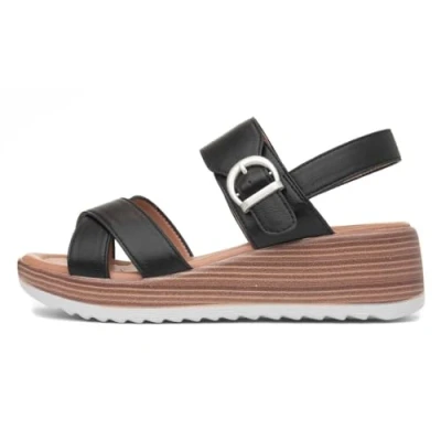 Image of Heavenly Feet Destiny Womens Black Wedge Sandal Size 6.5 UK