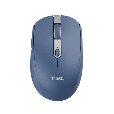 Image of Trust Ozaa Silent Wireless Mouse Bluetooth + 2.4GHz, Compact Multidevice Mouse, 60% Recycled Plastics, Rechargeable for Laptop PC Computer Windows Android Mac Blue