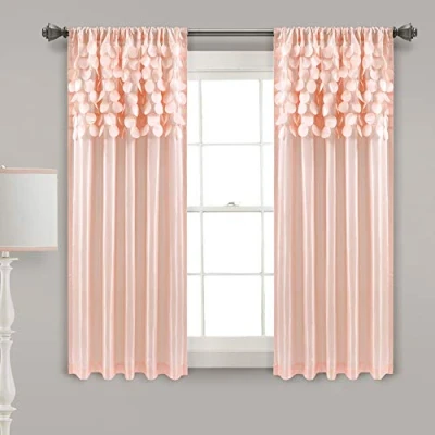 Image of Lush Decor Circle Dream Window Curtains Panel Set for Living, Dining Room, Bedroom (Pair), 54&quot; W x 63&quot; L, Blush