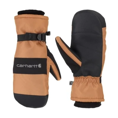 Image of Carhartt Men&#039;s WP Waterproof Insulated Mitt Cold Weather Gloves, Brown/Black, S
