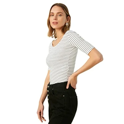 Image of Trendyol Women Fitted Basic Scoop Neck Knit Blouse Weiß