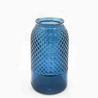 Image of Grehom Recycled Glass Vase Diamond (Blue); 27 cm Flower