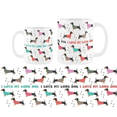 Image of Purely Home Dachshund Ceramic Mug Novelty Sausage Dog I Love My Long White Tea Coffee Gift Present
