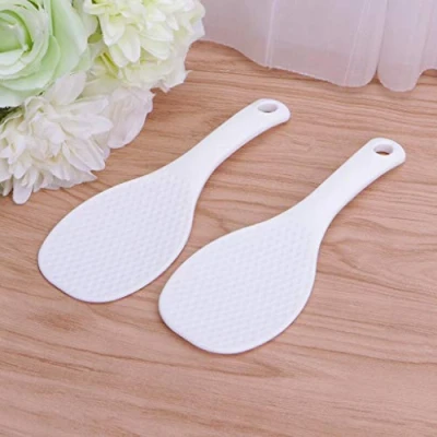 Image of (2 pcs) White Plastic Meal Spoon,Kitchen Non Stick Rice Paddle Hand Roll Spoons for Mixing Sticky Sushi