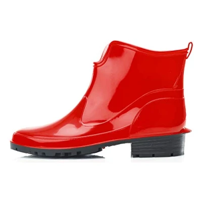 Image of Ladeheid Women&#039;s Ankle Rubber Wellington Boots LA 930 (Red, 4.5 UK)