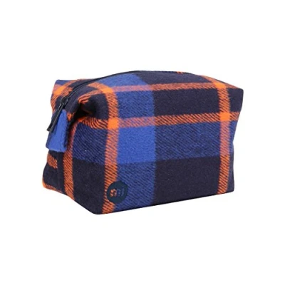 Image of Mi Pac Picnic Check Wash Bag Navy/Orange, One Size