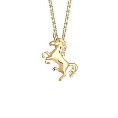 Image of Elli Women Unicorn Magic 925 Sterling Silver Gold Plated Necklace of Length 45cm 0103552317_45