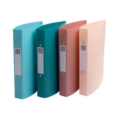Image of Exacompta Ref 54470E Pack of 4 Skandi semi Rigid Binders Recycled PP 2 Round Rings 40mm Spine External Size: 32x27cm Format to File A4 Maxi Assorted Colours