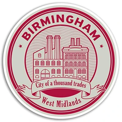 Image of 2 x 10cm Birmingham West Midlands Vinyl Stickers England Sticker #17342 (10cm Wide)