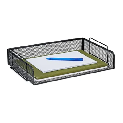 Image of Relaxdays Document Tray, Alloy Steel, Black, 8.5 x 36 25 cm