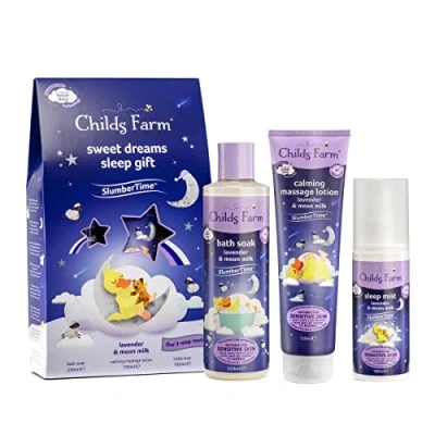 Image of Childs Farm Slumber Time Sleep Gift Set, Sweet Dreams Lavender and Moonmilk, Suitable for Newborns with Dry, Sensitive Eczema prone Skin
