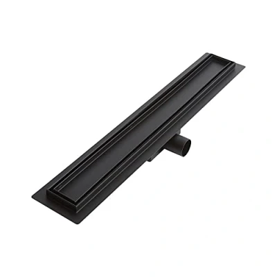 Image of Milano Tile Insert Linear Black Stainless Steel Shower Drain 600mm
