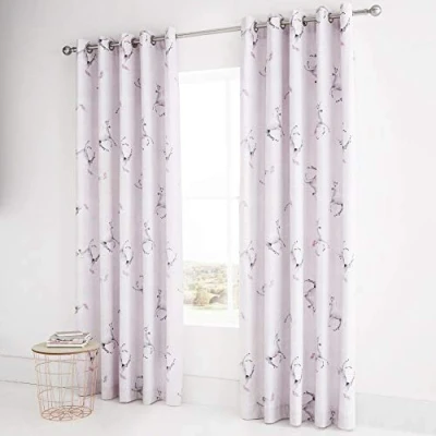 Image of Catherine Lansfield Enchanted Unicorn Easy Care Eyelet Curtains Pink, 66x72 Inch