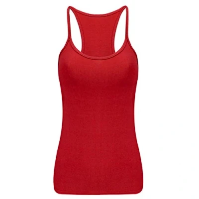 Image of Crazy Chick® Girls Microfiber Vest Top Children Plain Stretch Fancy Party Wear Tops Age 5 12 Years (9 10 Years, Red)