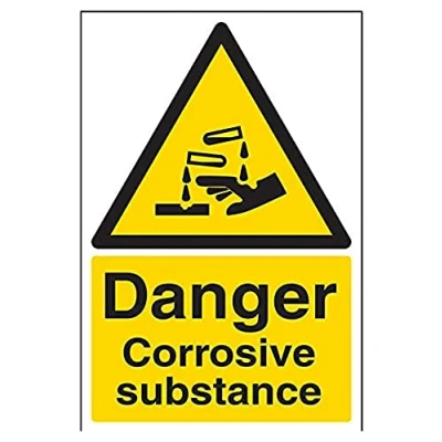 Image of V Safety Danger Corrosive Substance Warning Sign 200mm x 300mm Self Adhesive Vinyl
